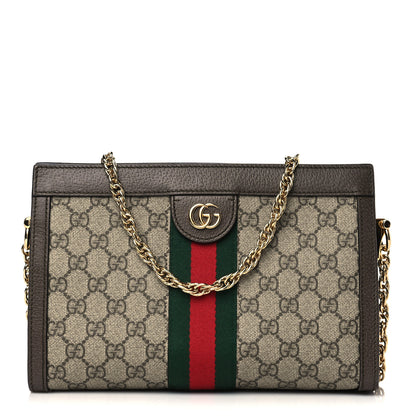 Gucci GG Supreme Monogram Web Small Ophidia Chain Shoulder Bag Brown 1 of 6