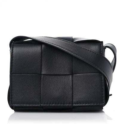Bottega Veneta Lambskin Maxi Intrecciato Extra Mini Cassette Crossbody Bag Black 1 of 8