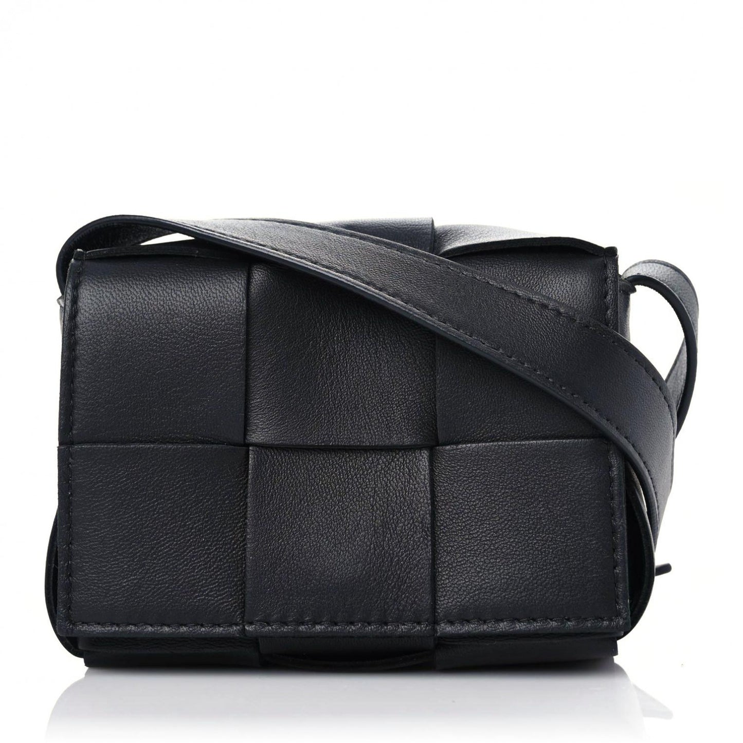 Lambskin Maxi Intrecciato Extra Mini Cassette Crossbody Bag Black