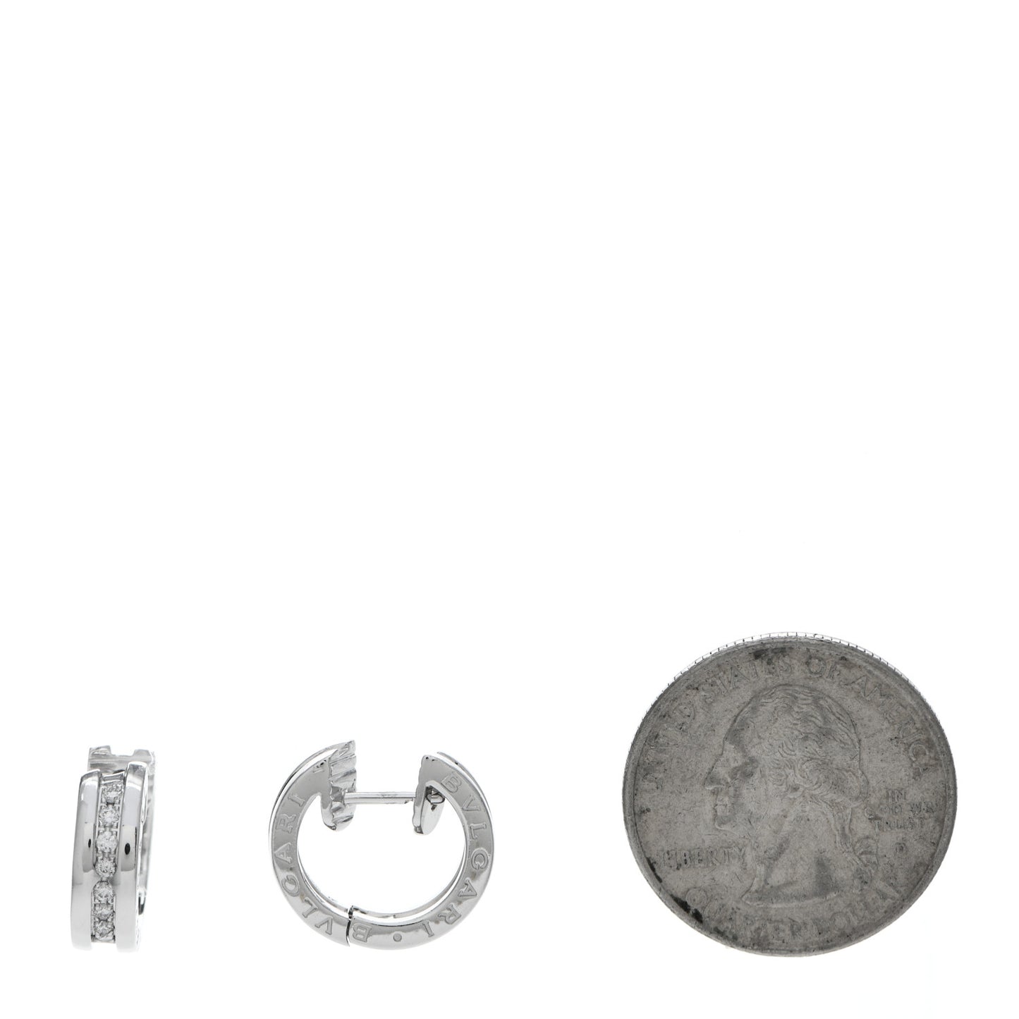 18K White Gold Diamond Small B.Zero1 Hoop Earrings
