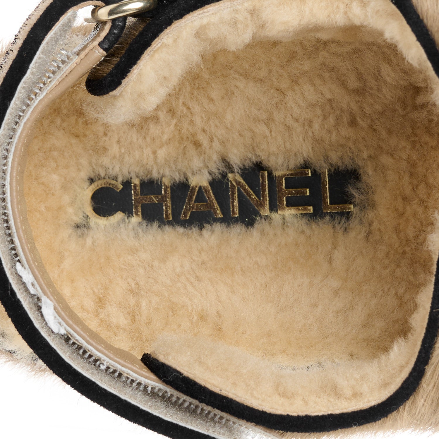 Chanel Calf Hair Suede Shearling Dad Sandals 37.5 Beige 7 of 10