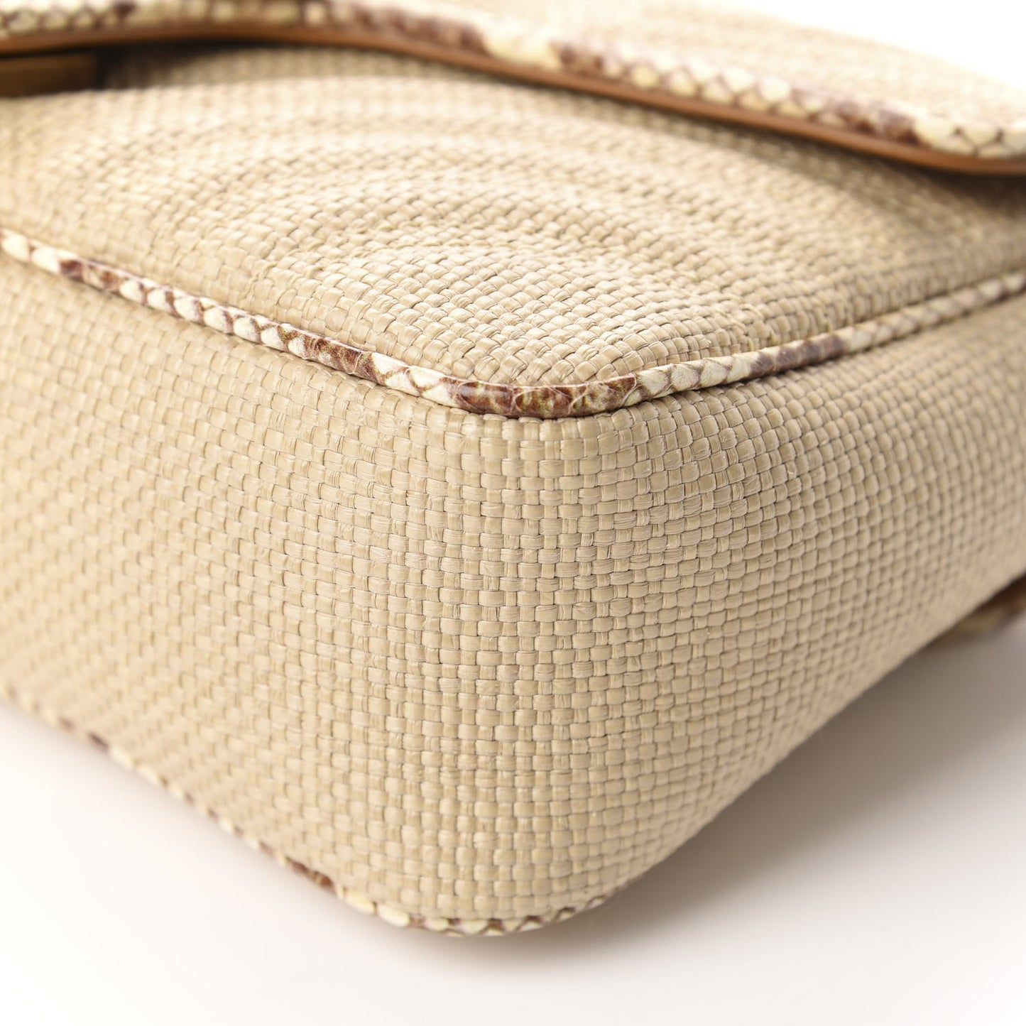 Raffia Elaphe Matelasse Small GG Marmont Shoulder Bag Natural Cream Brown