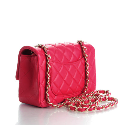 Chanel Lambskin Quilted Mini Rectangular Flap Dark Pink 3 of 8