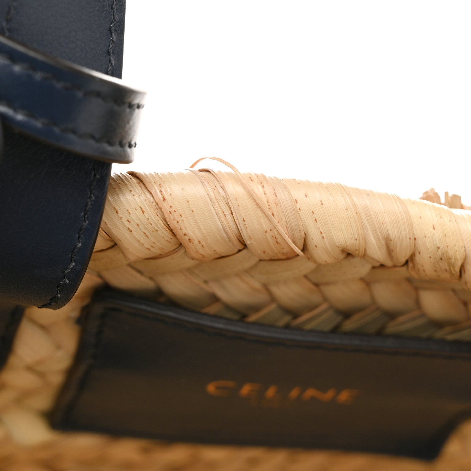 Celine Raffia Calfskin Triomphe Medium Panier Navy Blue 10 of 11