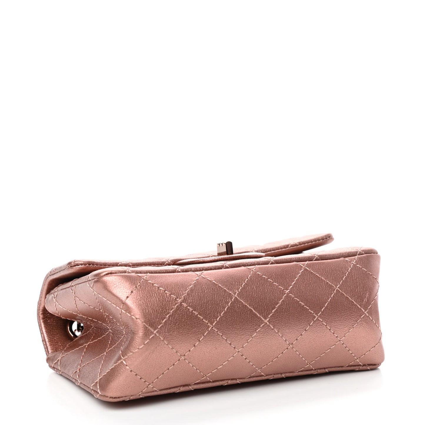 Metallic Grained Calfskin Quilted 2.55 Reissue Mini Flap Copper Pink