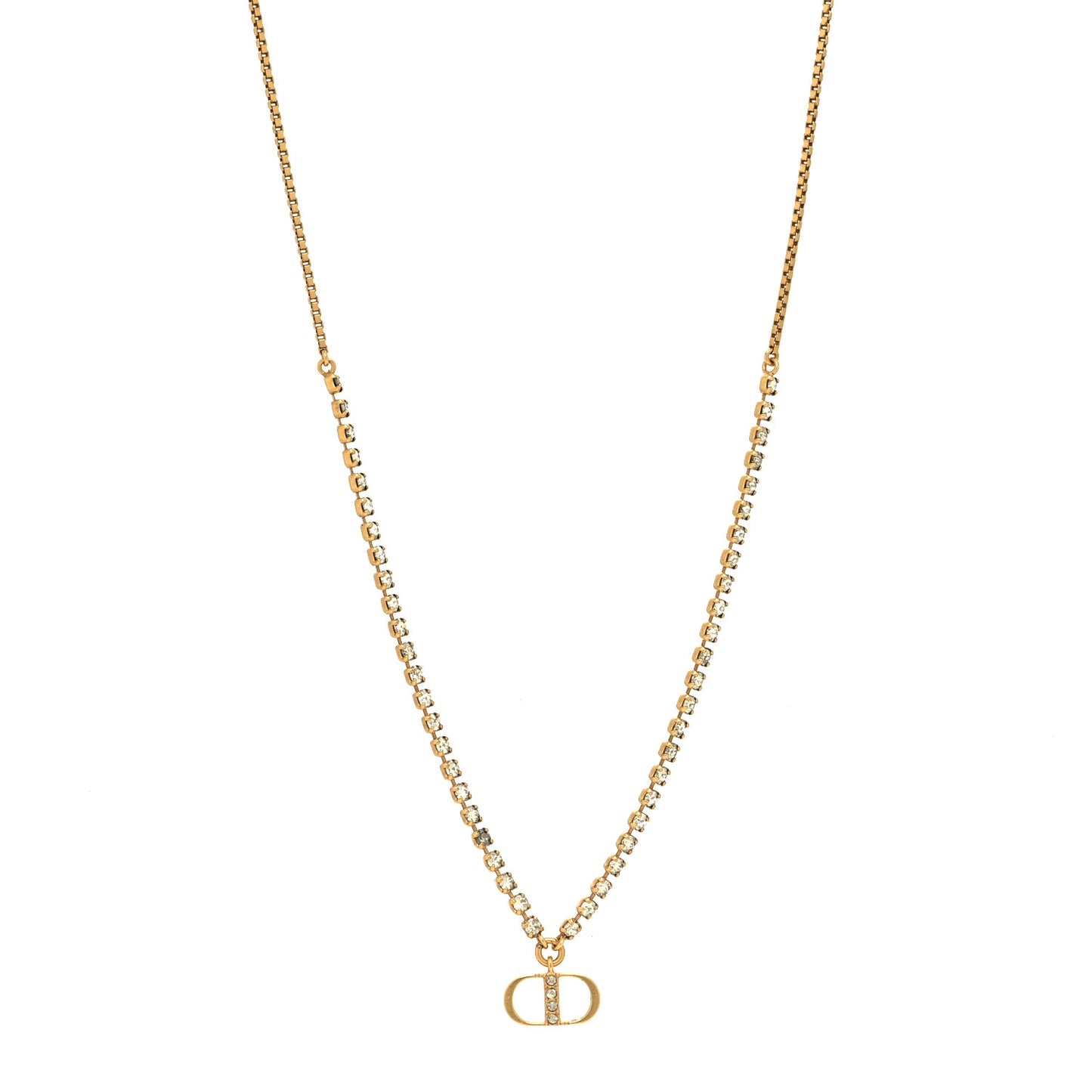 Metal Crystal Petite CD Necklace Gold