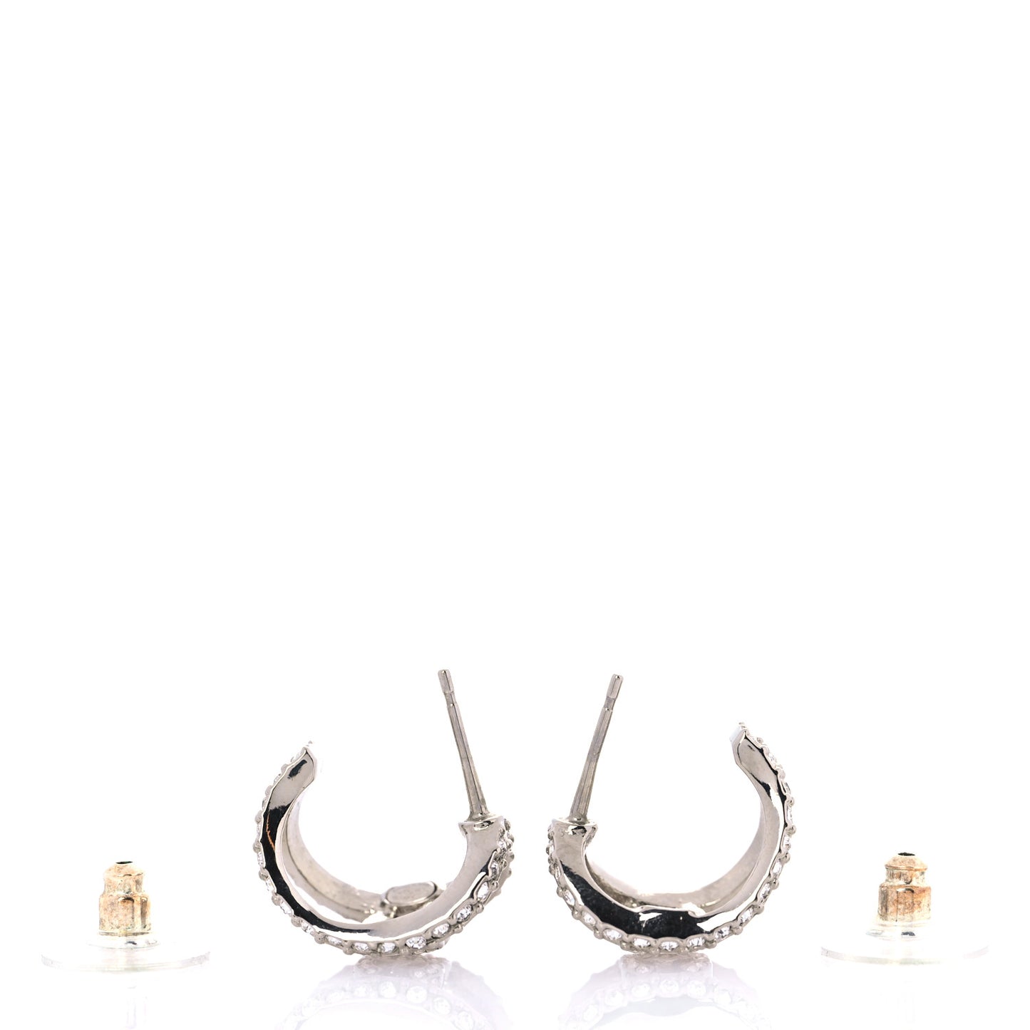 Crystal CC Hoop Earrings Silver