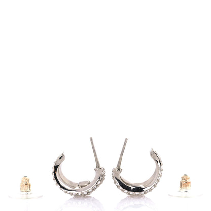 Chanel Crystal CC Hoop Earrings Silver 3 of 5