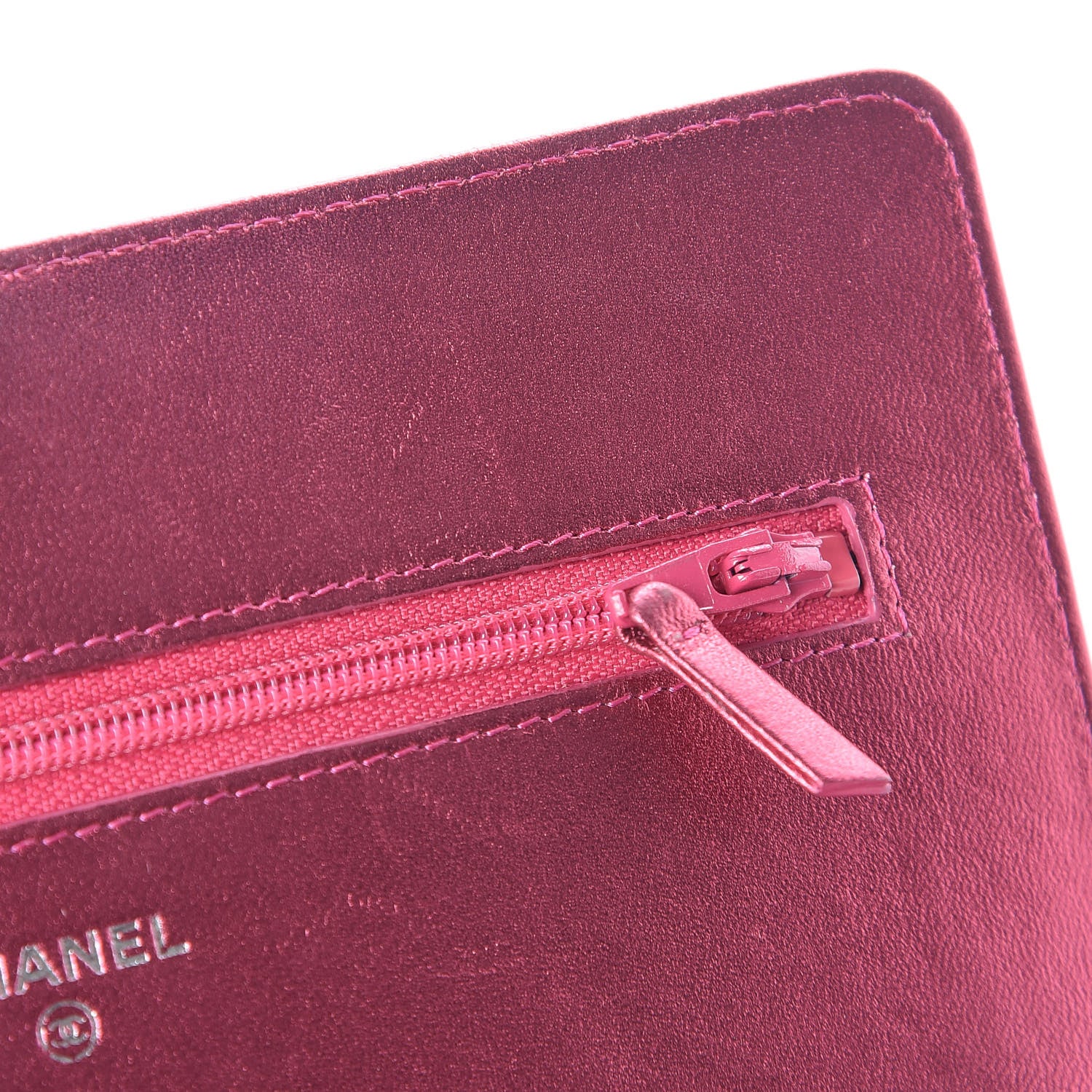 Chanel Metallic Patent Calfskin Quilted Boy Wallet On Chain WOC Fuchsia 13 of 13
