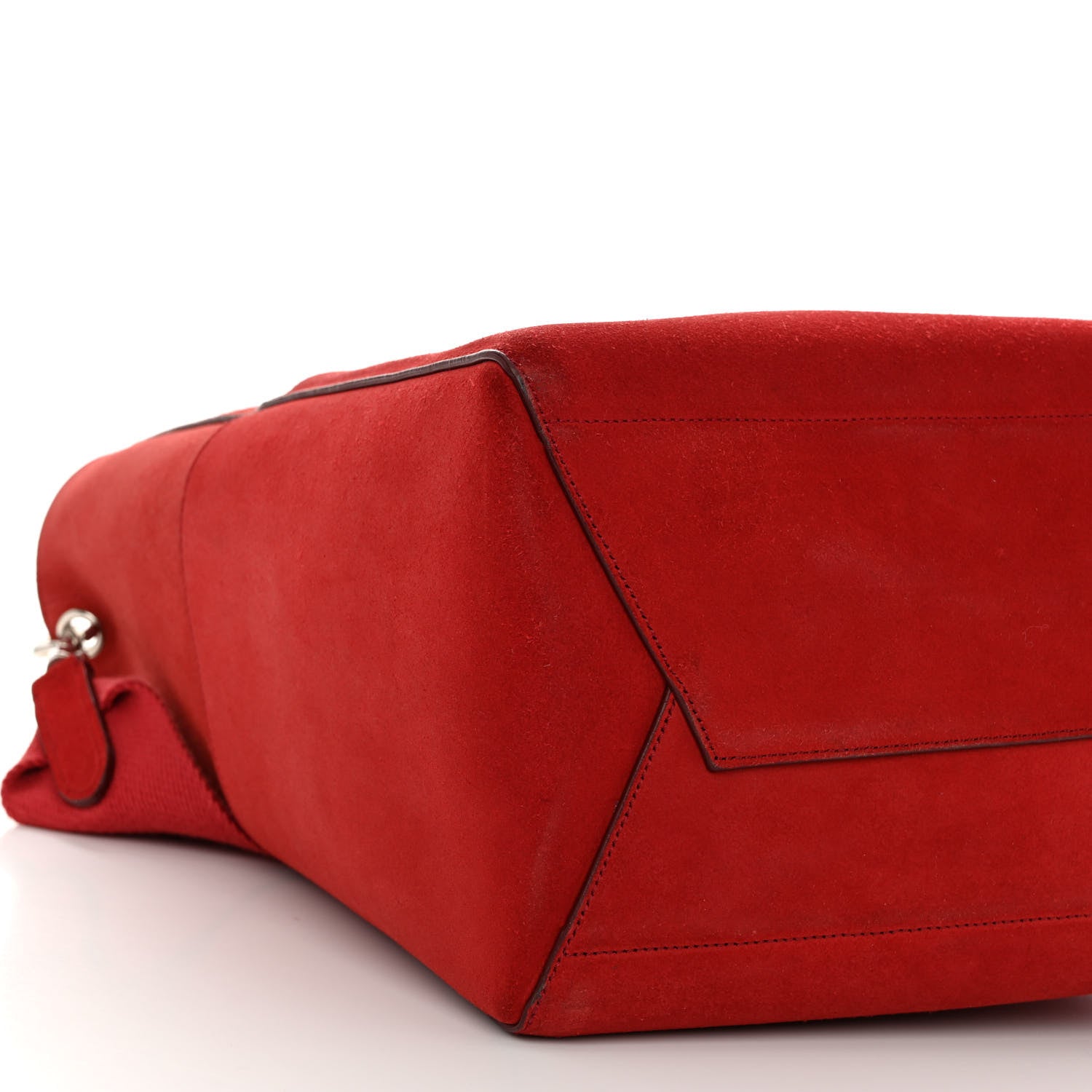 Celine Suede Calfskin Sangle Bucket Bag Red 8 of 11