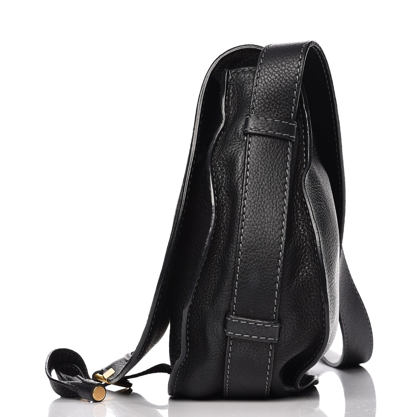 Calfskin Medium Marcie Round Crossbody Bag Black