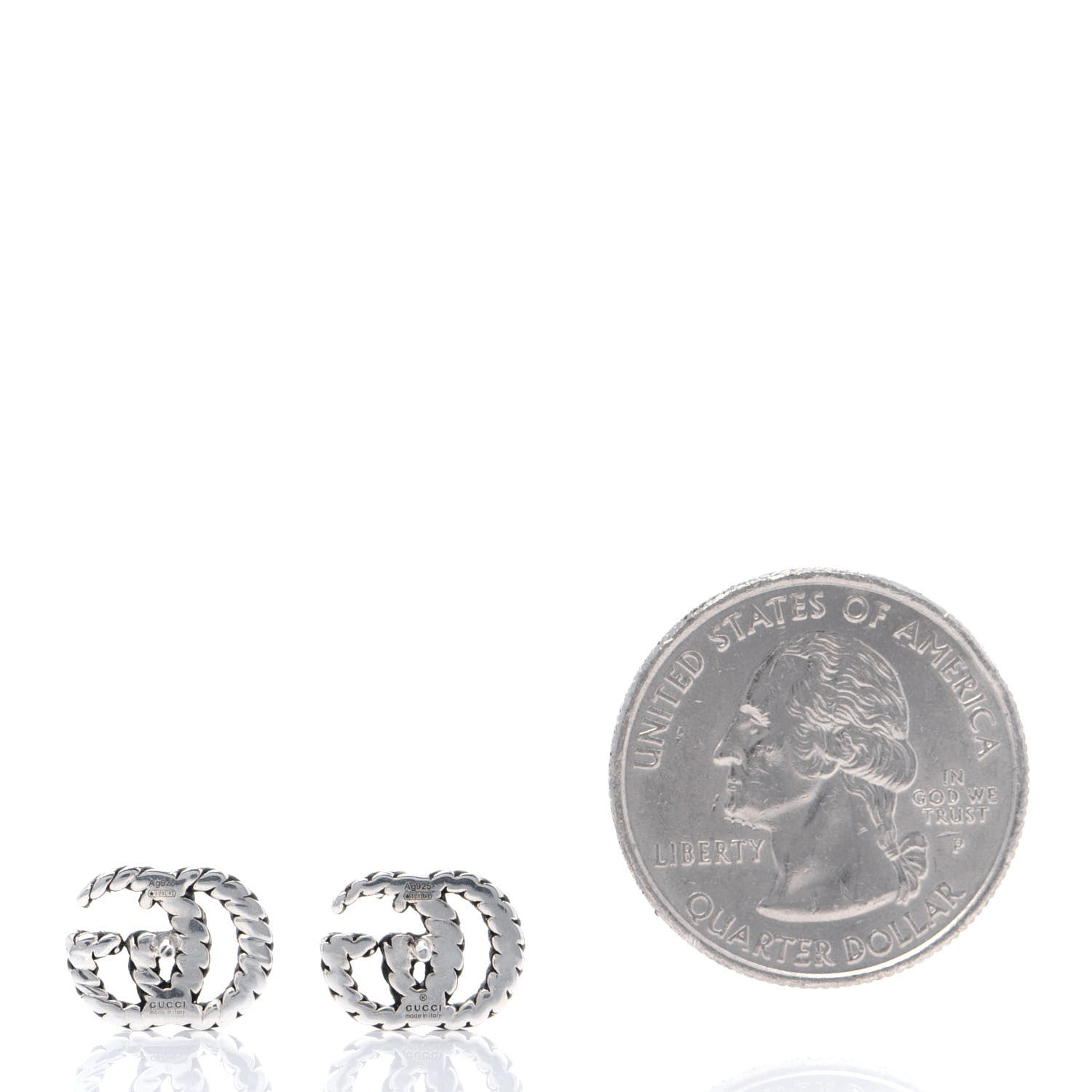 Gucci Sterling Silver Torchon Double G Earrings 2 of 4