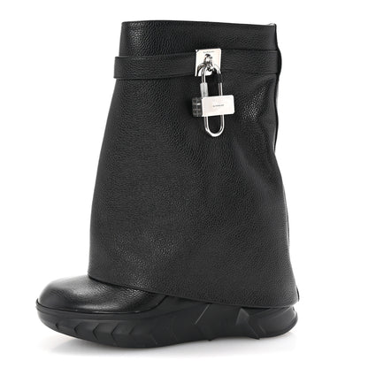 Givenchy Grained Calfskin Shark Lock Biker Ankle Boots 38 Black 1 of 9