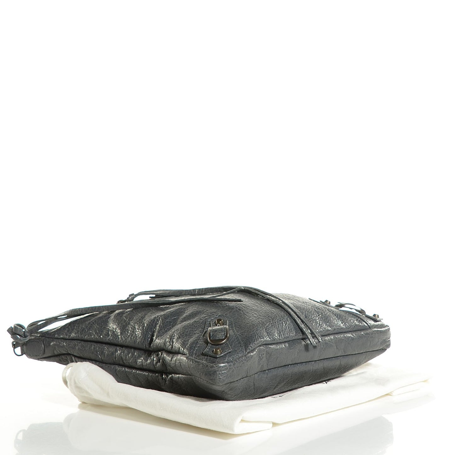 Agneau Classic Hardware Flat Crossbody Gris Tarmac