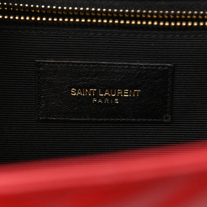 Saint Laurent Grain De Poudre Matelasse Chevron Large Monogram Satchel Lipstick Red 6 of 12