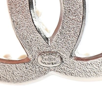 Chanel Pearl Crystal CC Snow Palace Brooch Silver 4 of 4