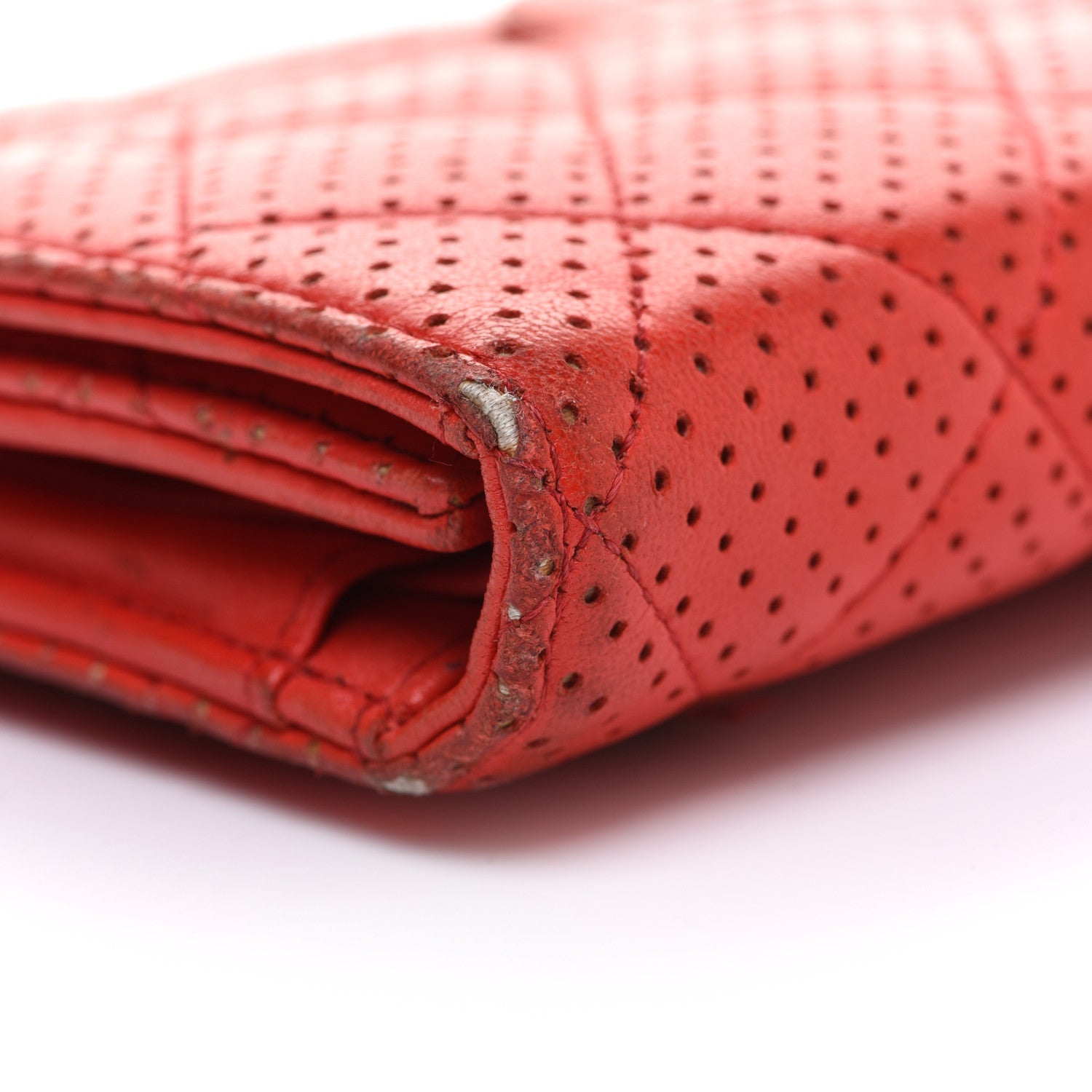 Chanel Perforated Lambskin Quilted Flap Wallet Red 11 of 16