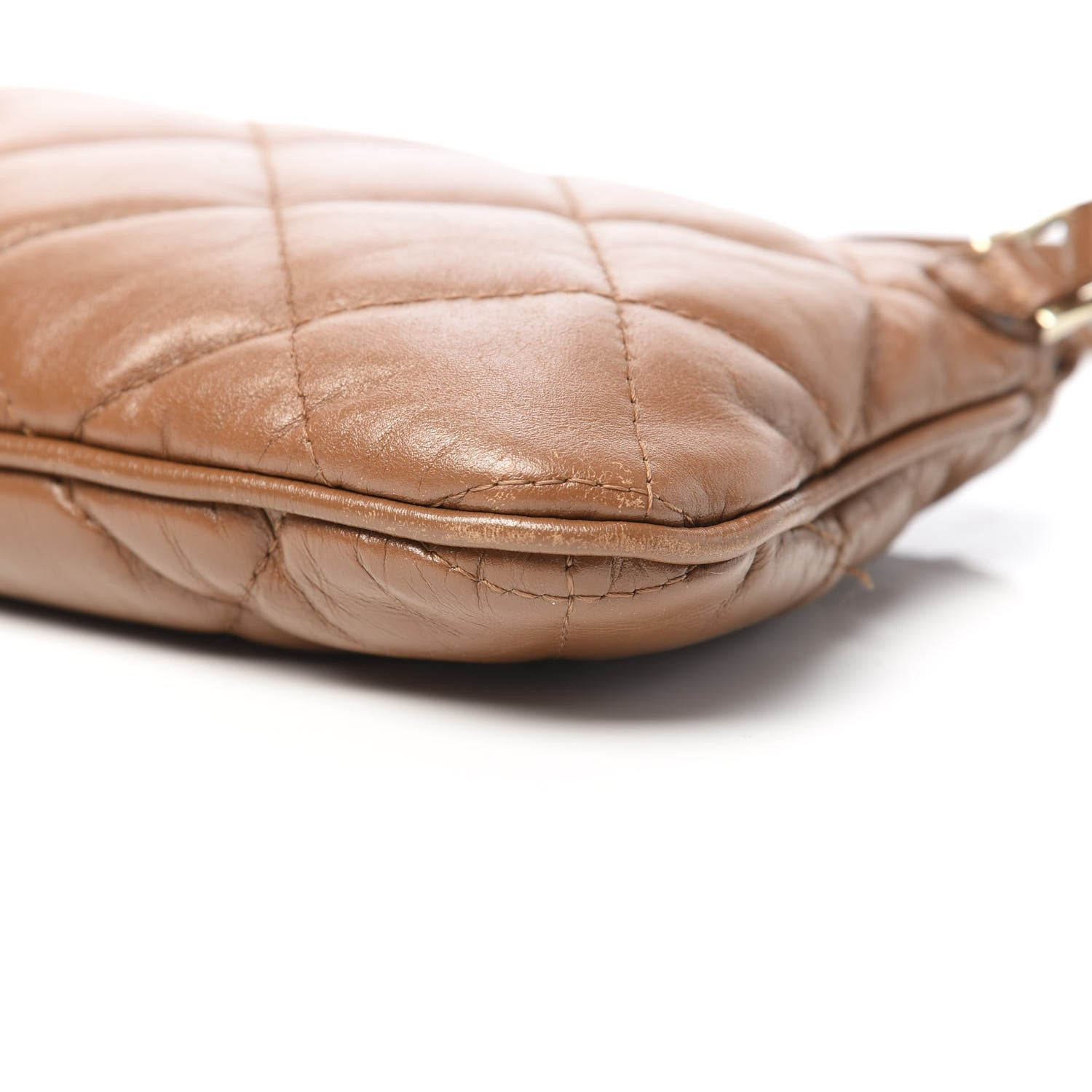 Burberry Lambskin Quilted Small Manor Pochette Shoulder Bag Dark Beige 11 of 13
