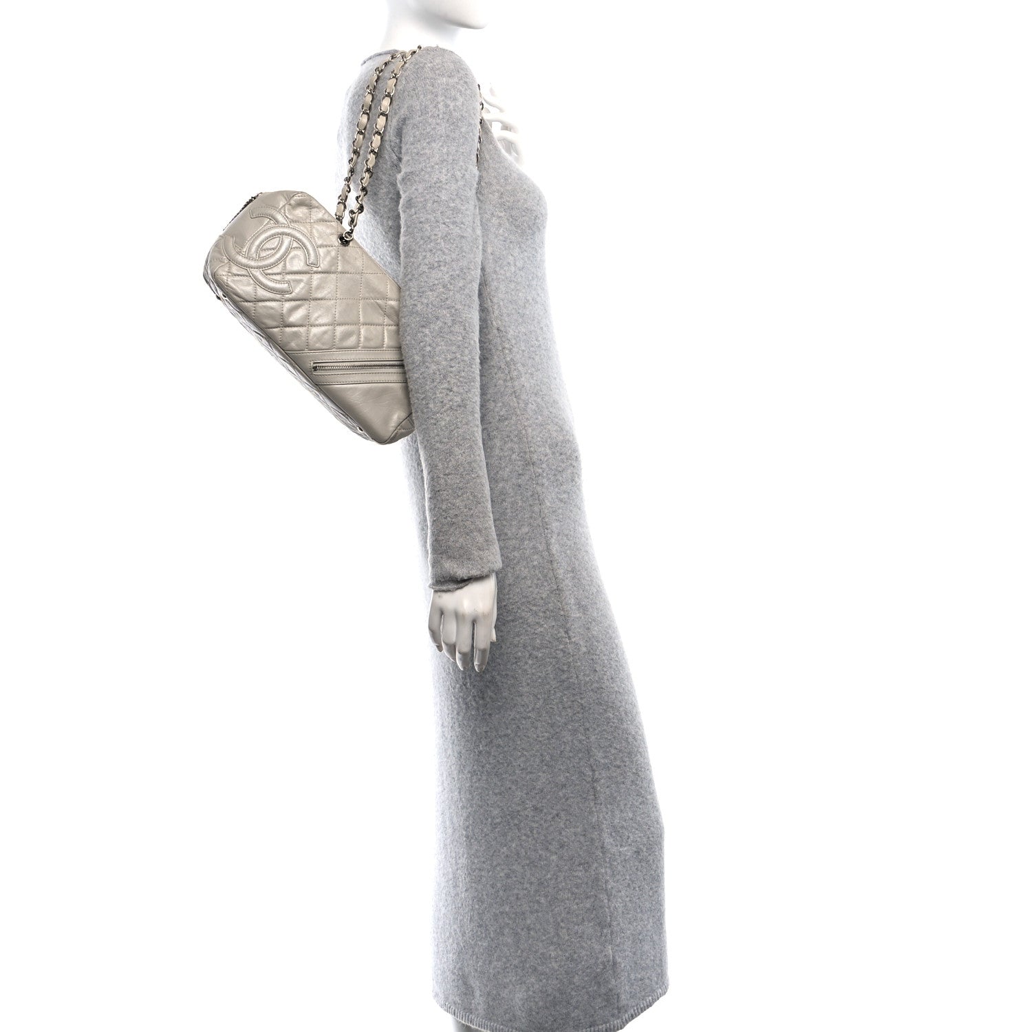 Chanel Aged Calfskin Quilted Cotton Club Bowler Pearl 2 of 12