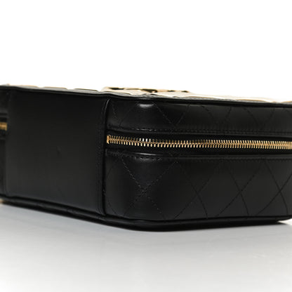 Chanel Lambskin Metal Quilted Golden Plate Vanity Case Black Golden Plate Vanity Case Black Gold 11 of 12