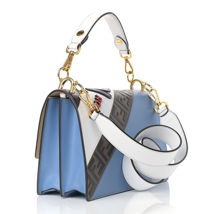 Fendi X FILA Vitello Liberty Mania Bi-Color FF 1974 Embossed Kan I Shoulder Bag White Nebula Multicolor 3 of 11