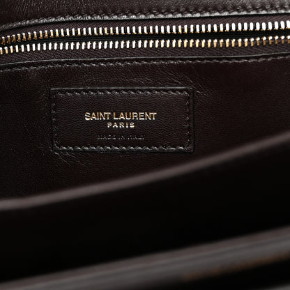 Saint Laurent Shiny Crocodile Embossed Calfskin Le Maillon Satchel Coffee 6 of 10