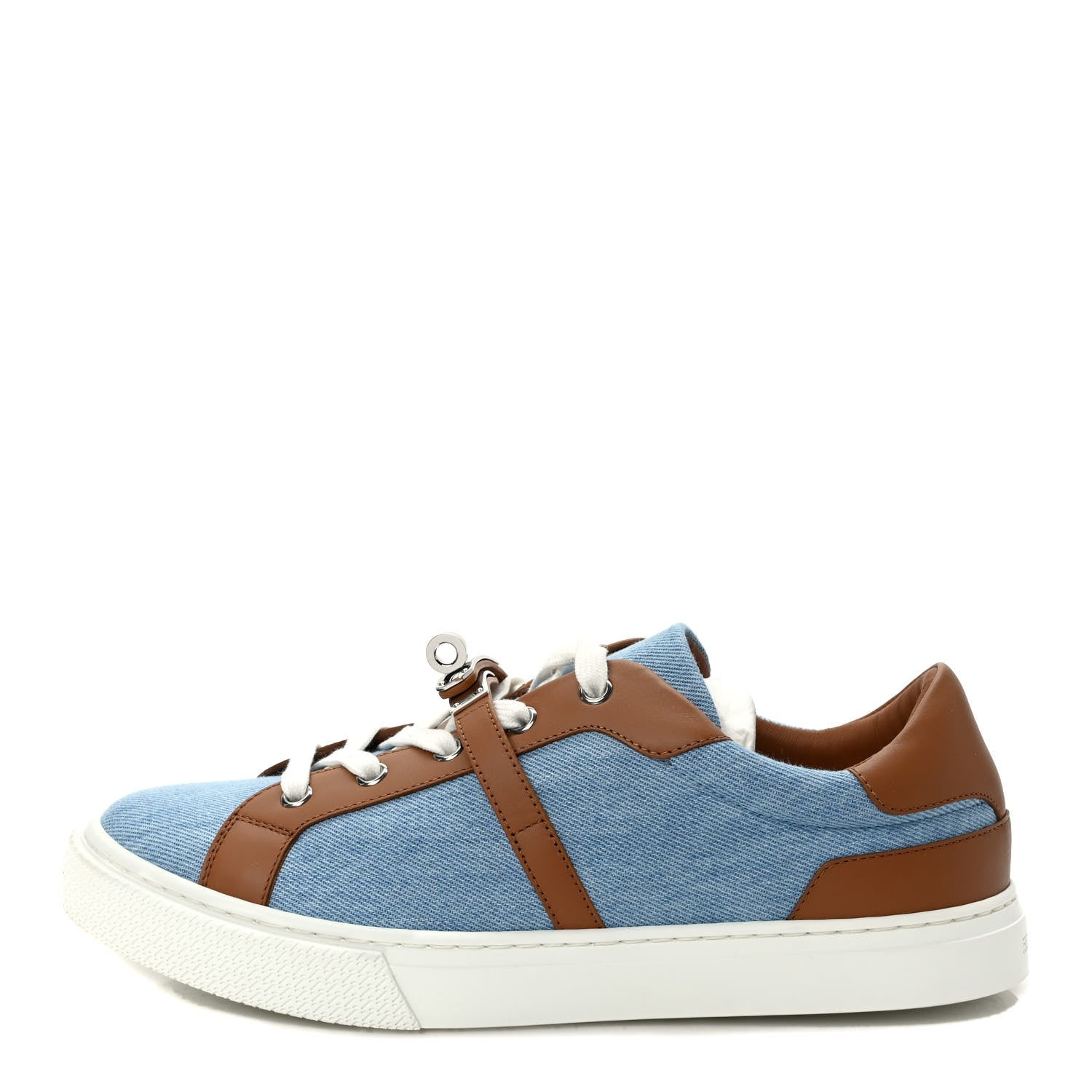 Hermes Denim Calfskin Day Sneakers 40 Blue Clair Gold 1 of 8