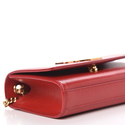 Saint Laurent Grain De Poudre Small Monogram Kate Satchel Red 8 of 11
