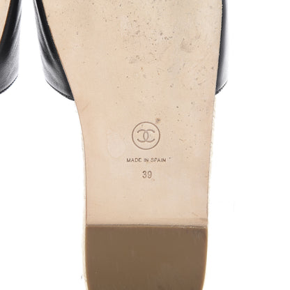 Chanel Lambskin Pearl CC Espadrille Slip On Sandals 39 Black 7 of 11