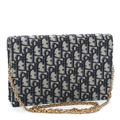 Christian Dior Oblique Saddle Chain Pouch Blue 3 of 9