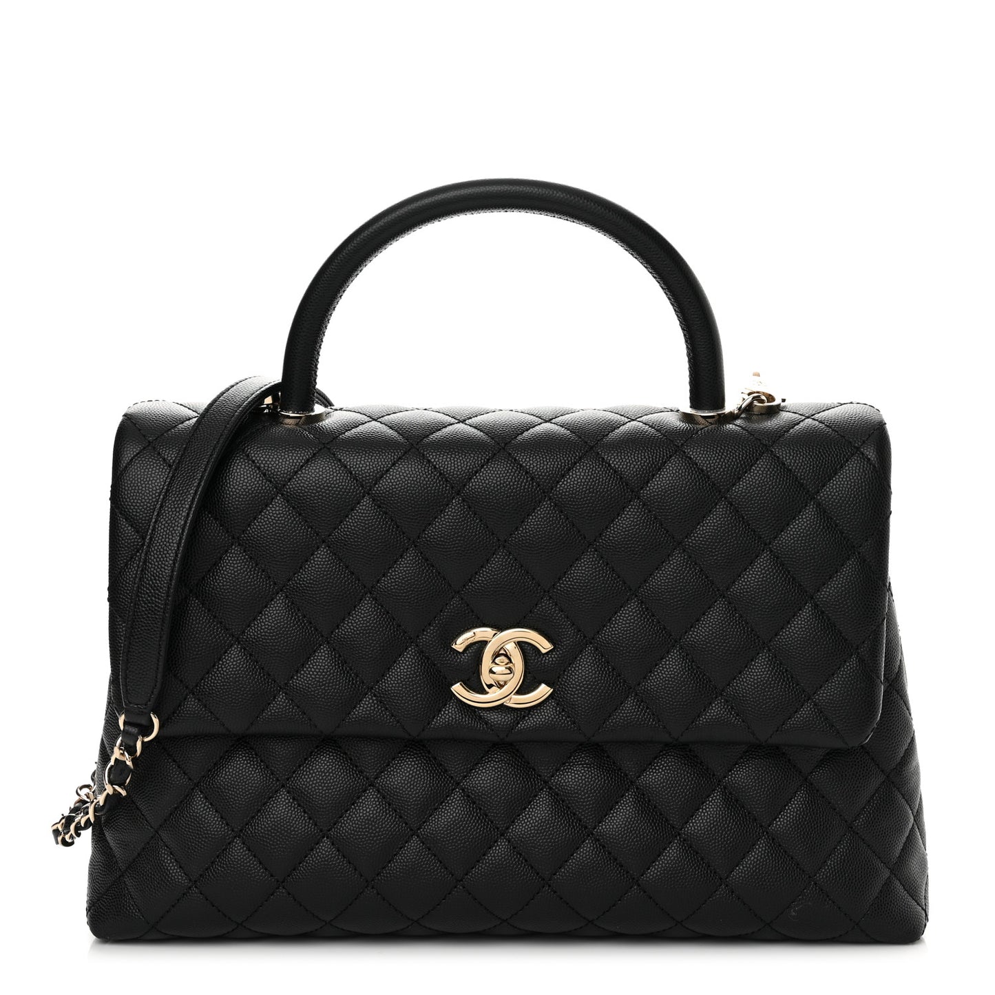 Caviar Quilted Medium Coco Handle Flap Black