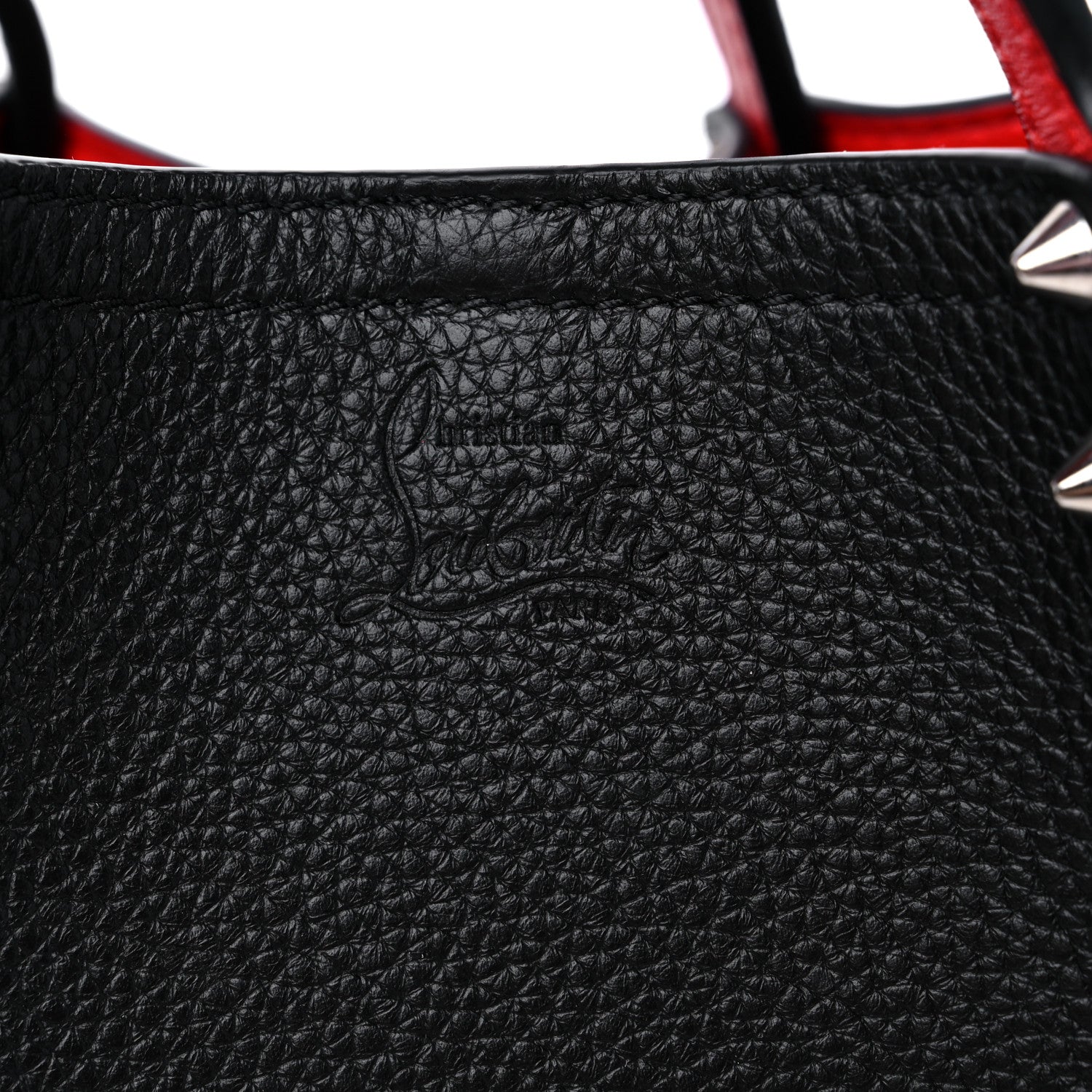 Christian Louboutin Calfskin Spiked Mini Cabarock Shopper Tote Black 7 of 10