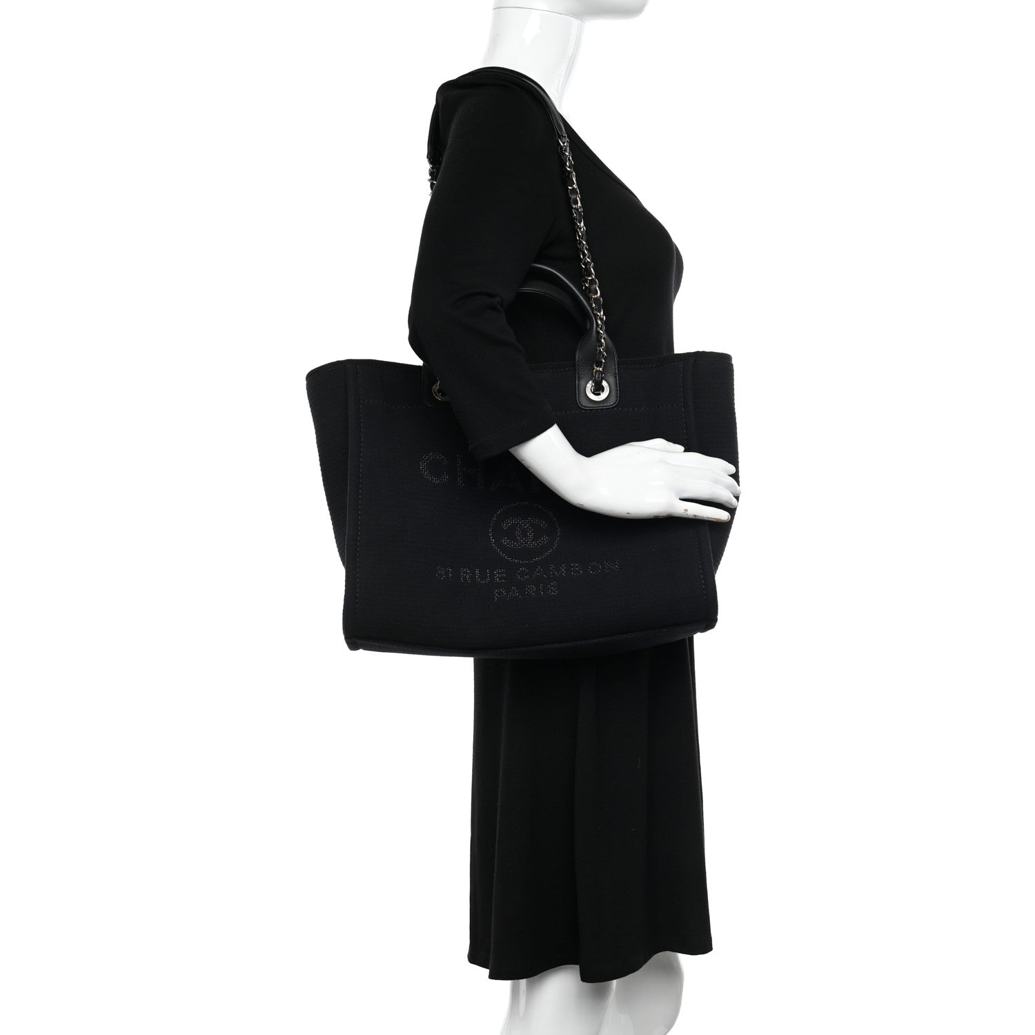 Chanel Mixed Fibers Small Deauville Tote Black 2 of 10