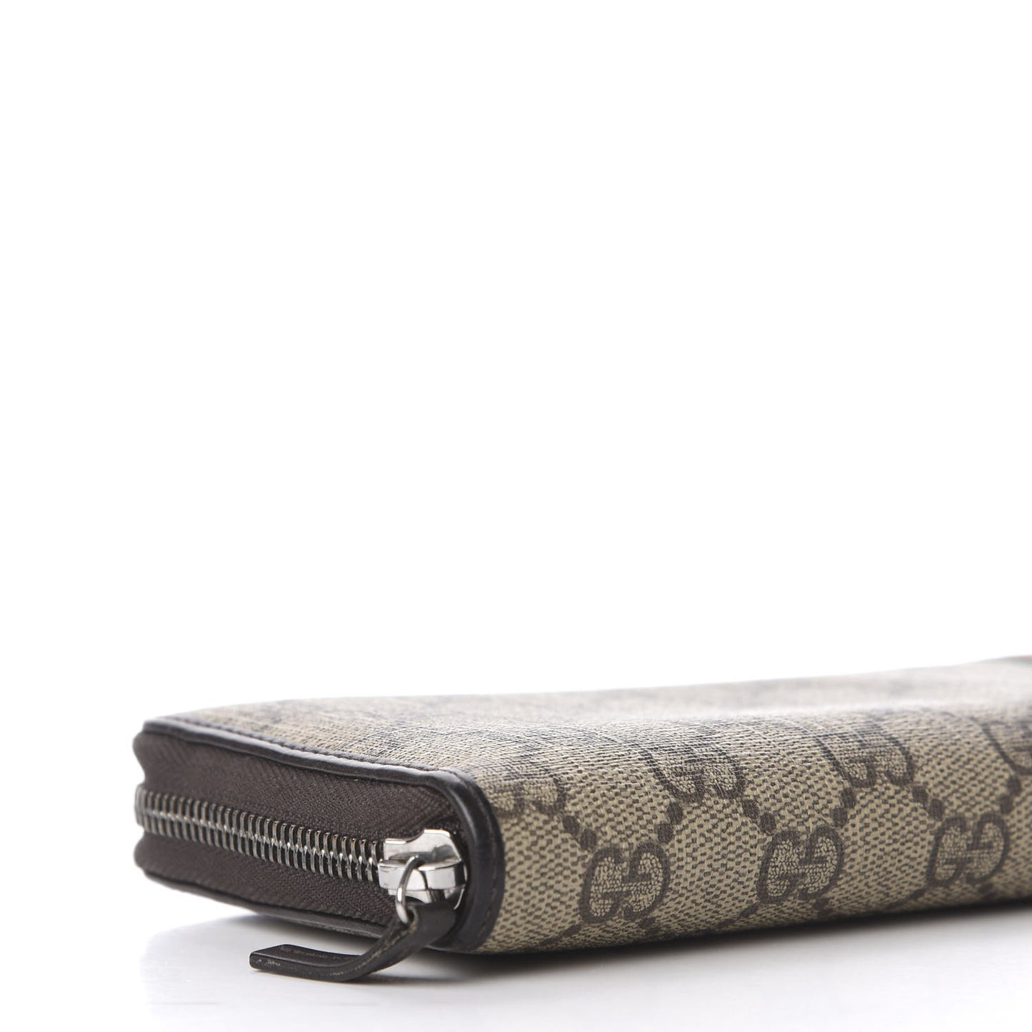 GG Supreme Monogram Web Zip Around Wallet Brown