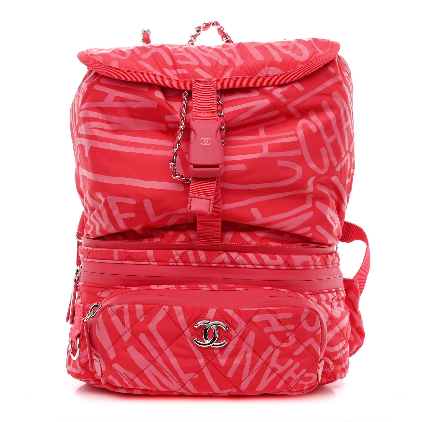 Nylon Printed Quilted Coco Neige Convertible Backpack Pink