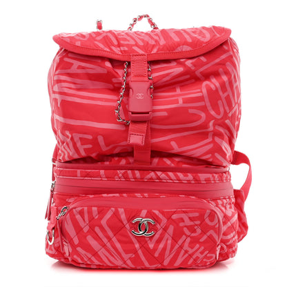 Chanel Nylon Printed Quilted Coco Neige Convertible Backpack Pink 1 of 10