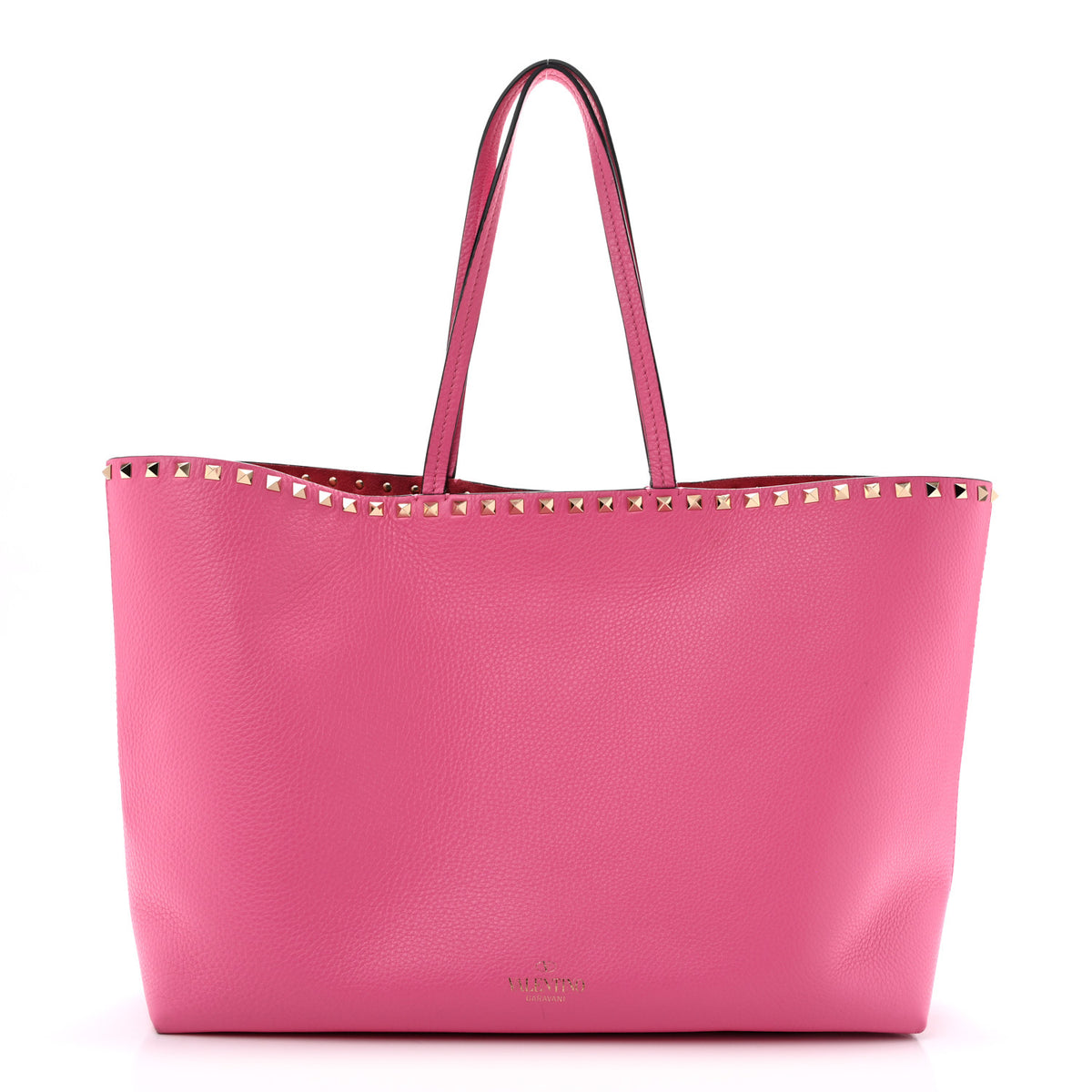 Valentino Garavani Grained Calfskin Rockstud Shoulder Tote Feminine Pink 1 of 13