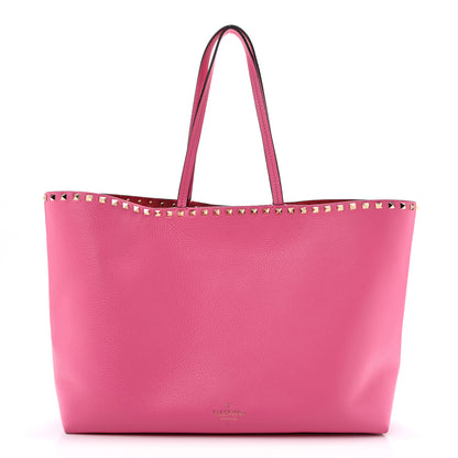 Valentino Garavani Grained Calfskin Rockstud Shoulder Tote Feminine Pink 1 of 13