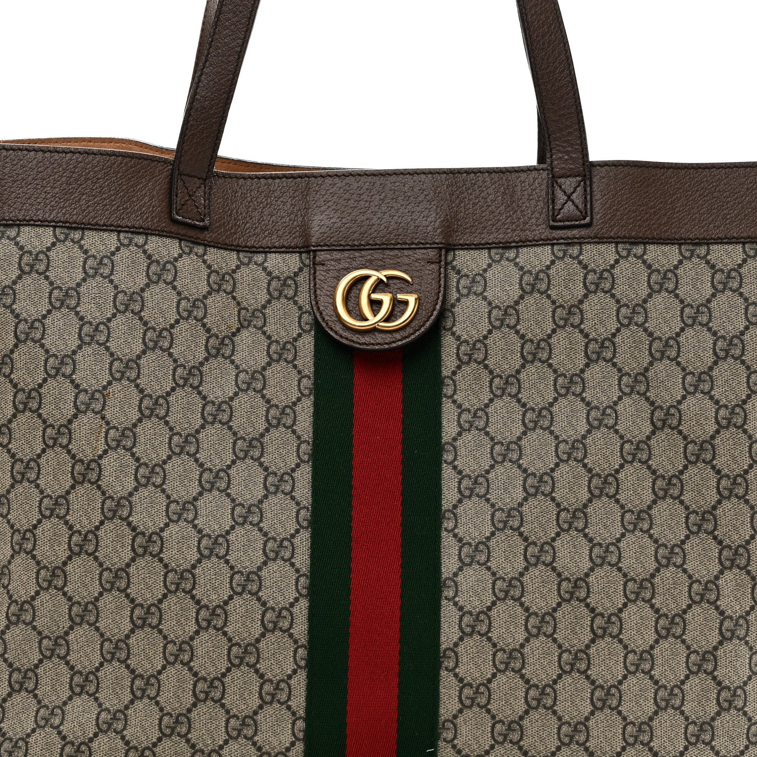 Gucci GG Supreme Monogram Web Ophidia Tote Brown 9 of 12