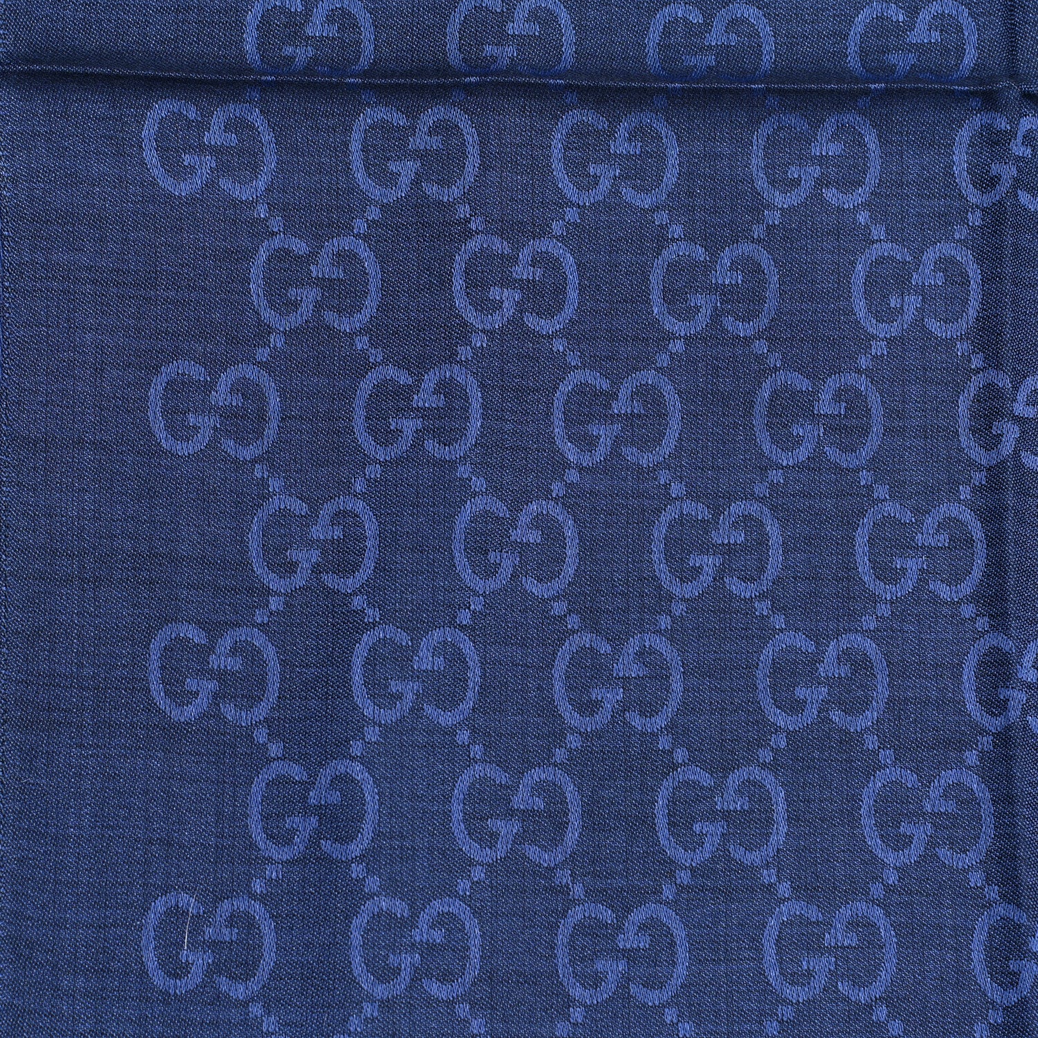 Gucci Wool Silk GG Monogram GGNat Scarf Blue 4 of 5