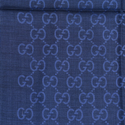 Gucci Wool Silk GG Monogram GGNat Scarf Blue 4 of 5