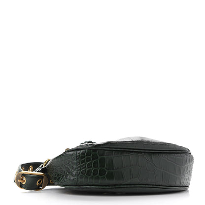 Balenciaga Extra Supple Calfskin Crocodile Embossed Le Cagole Shoulder Bag XS Forest Green 4 of 9