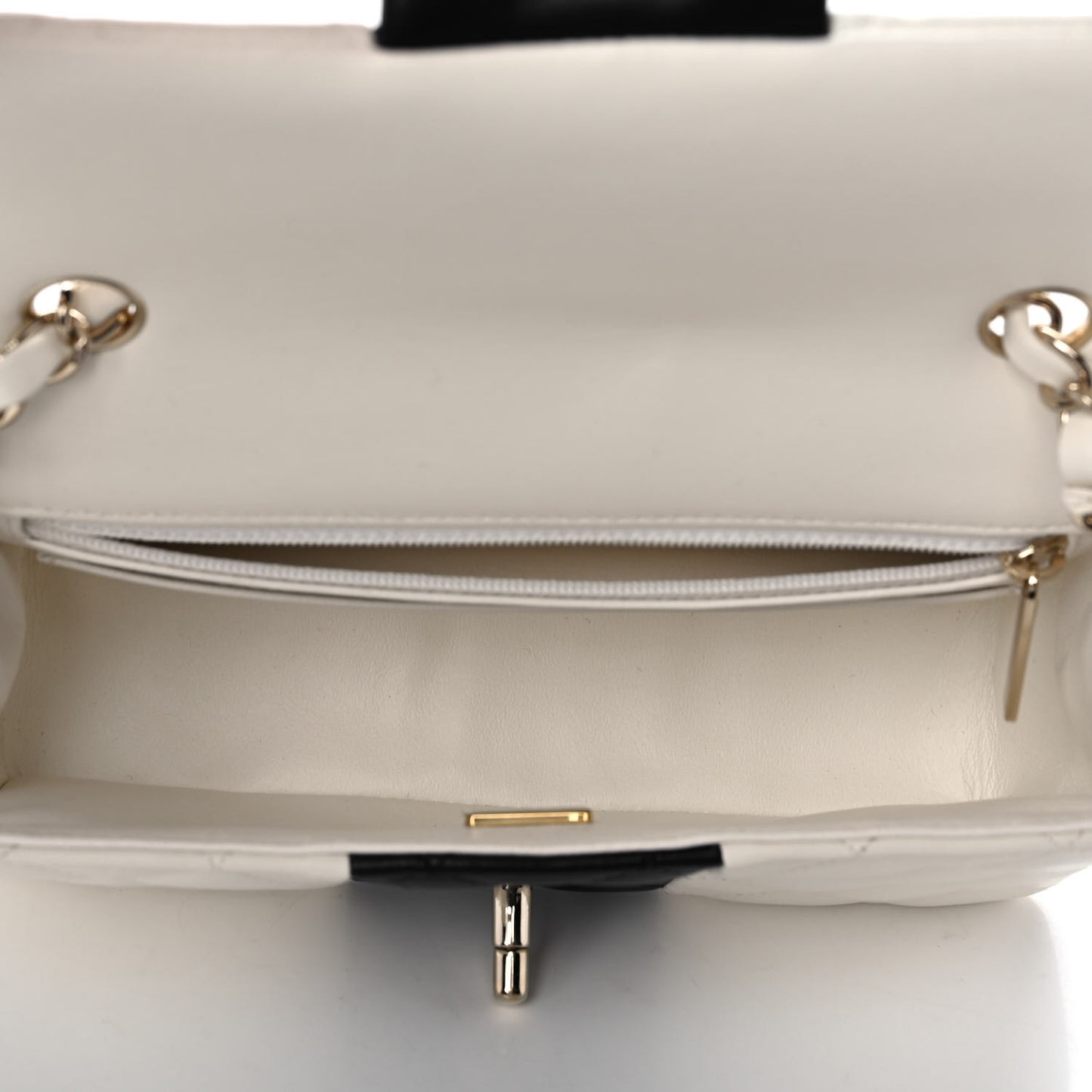 Lambskin Quilted Mini Rectangular Flap White Black