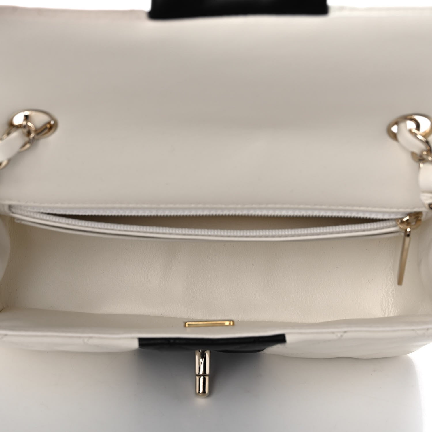 Chanel Lambskin Quilted Mini Rectangular Flap White Black 5 of 11