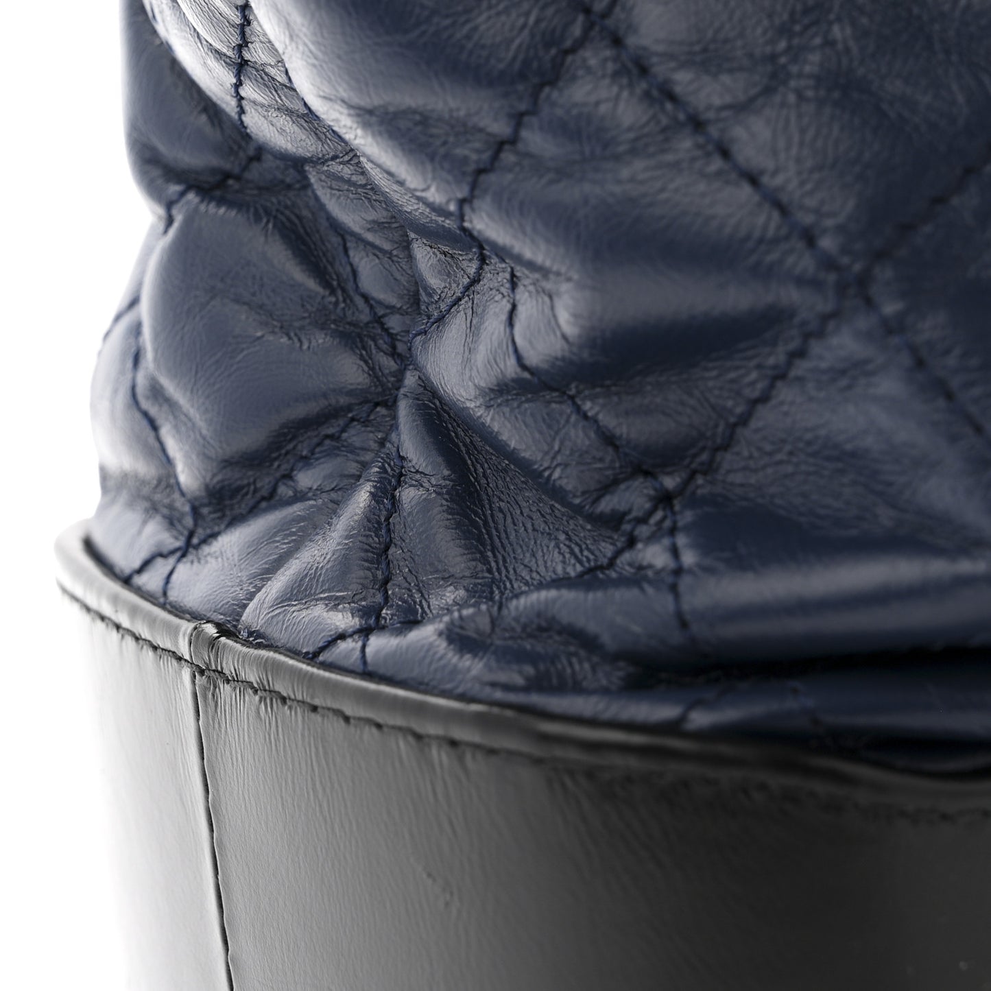 Aged Calfskin Quilted Large Gabrielle Shopping Tote Navy Black