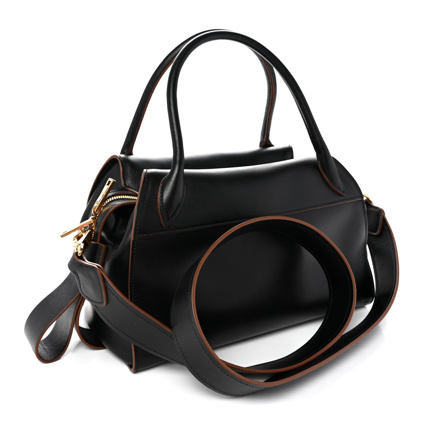 City Calf Ribbon Bowling Bag Black