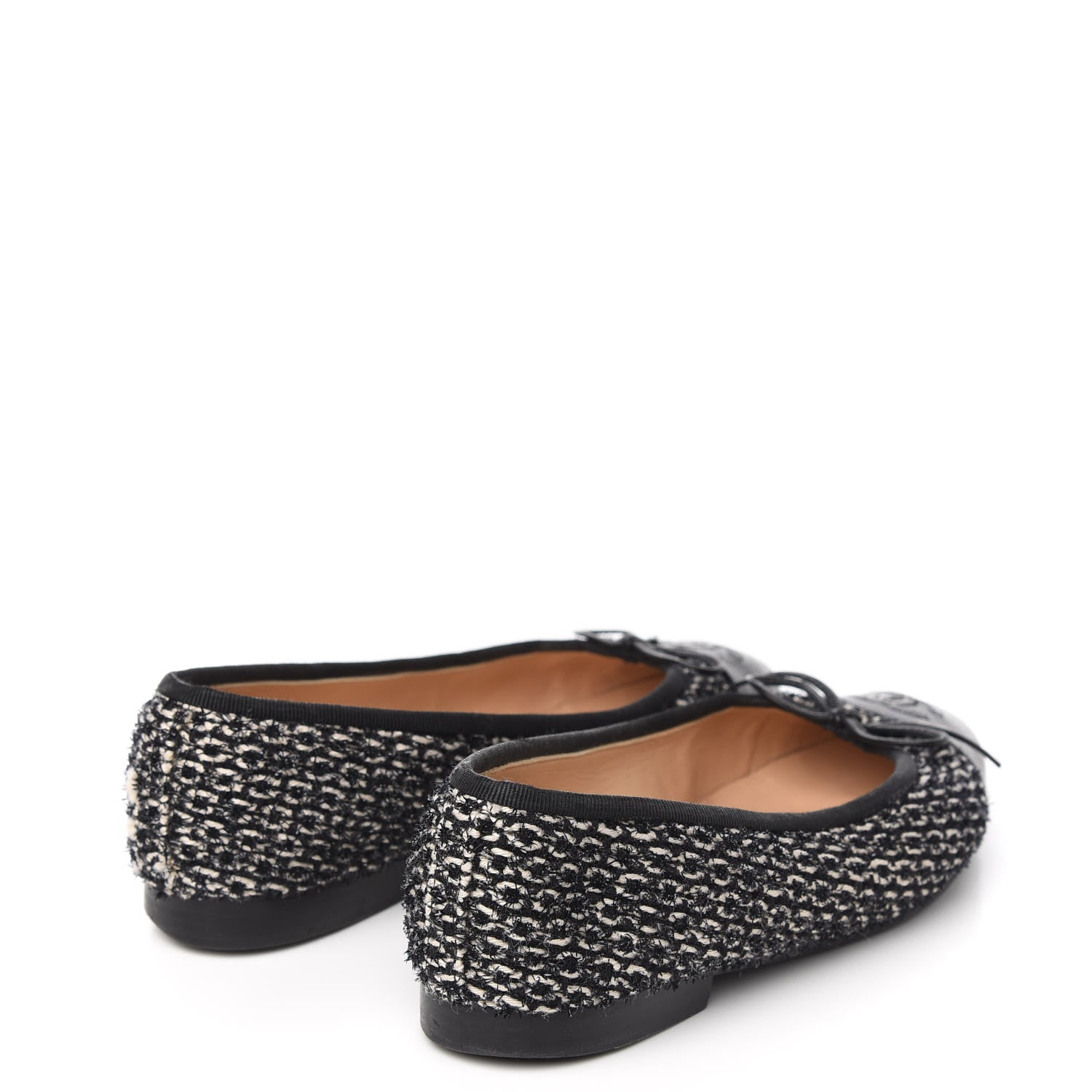 Chanel Tweed Cap Toe Ballerina Flats 35 Black White 4 of 10