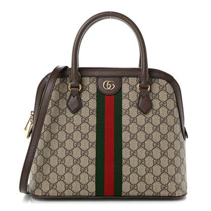 Gucci GG Supreme Monogram Web Medium Top Handle Ophidia Dome Shoulder Bag Brown 1 of 11