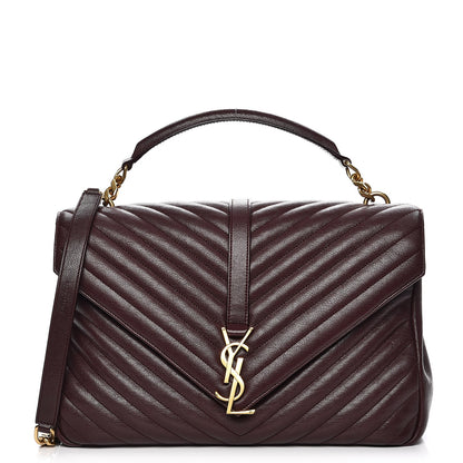 Saint Laurent Sheepskin Matelasse Chevron Monogram Large College Satchel Amaranto 1 of 10