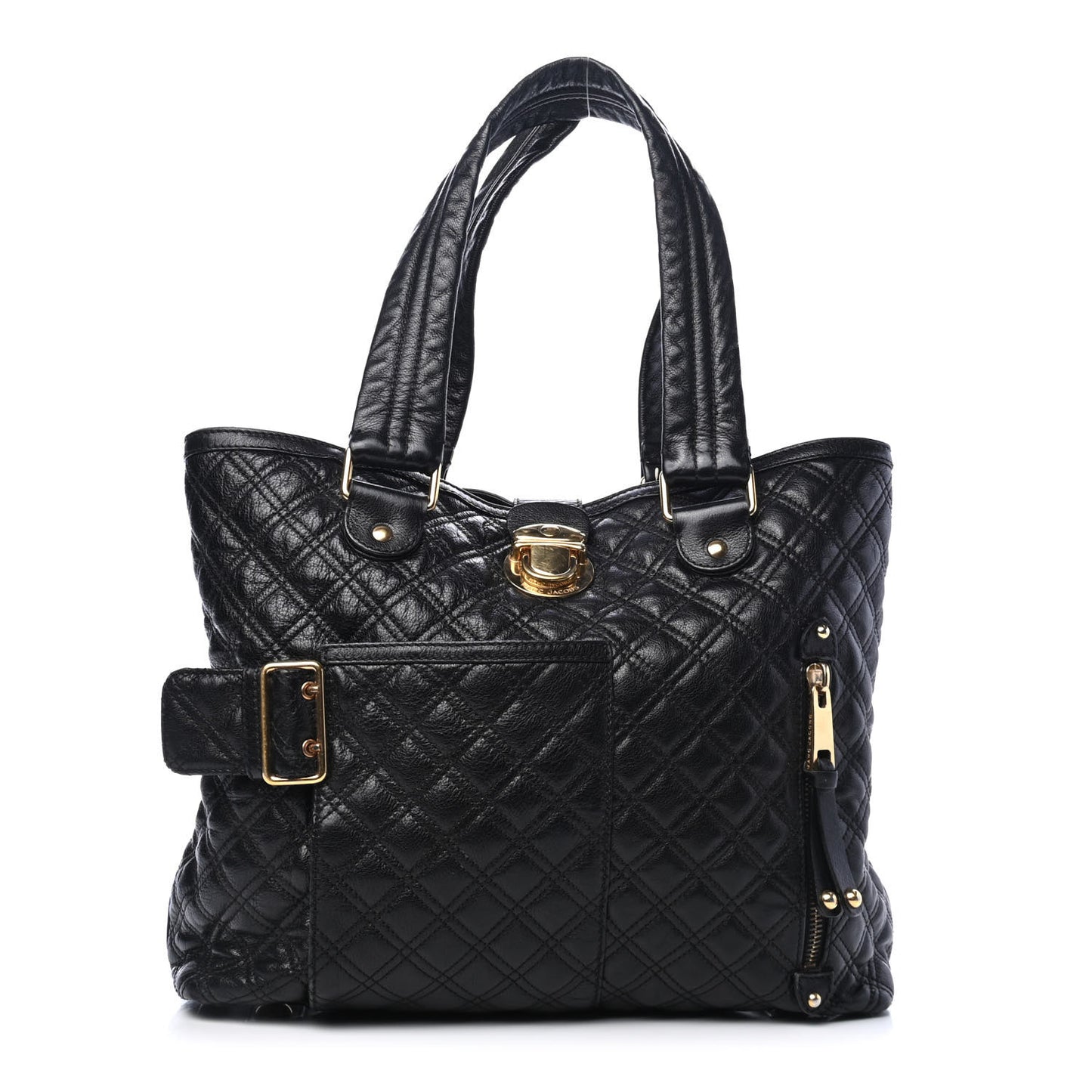 Calfskin Quilted Ursula Tote Bag Black